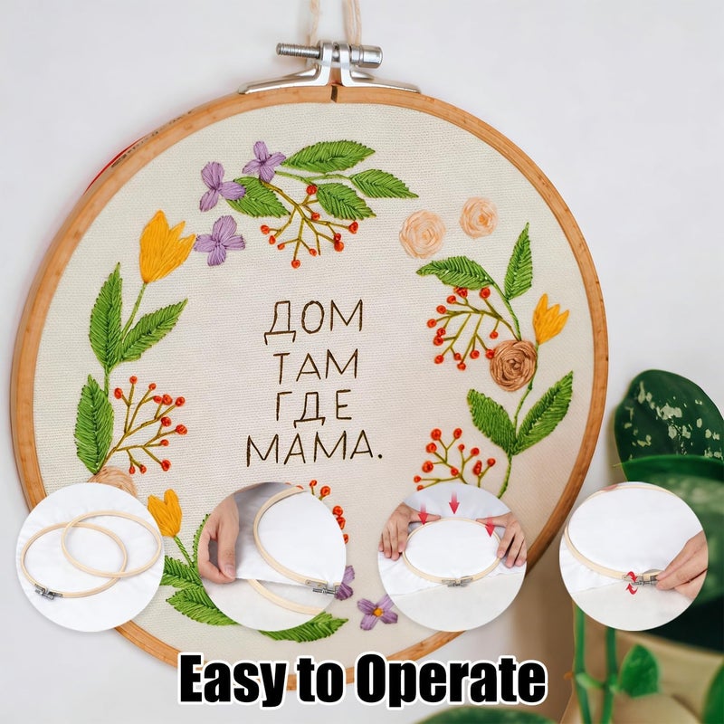 Norwex 12 Pieces 8 Inch Embroidery Hoops Adjustable Wooden Circle Cross Stitch Hoop Ring for Art Craft Handy Sewing and Christmas Ornaments - Image 5